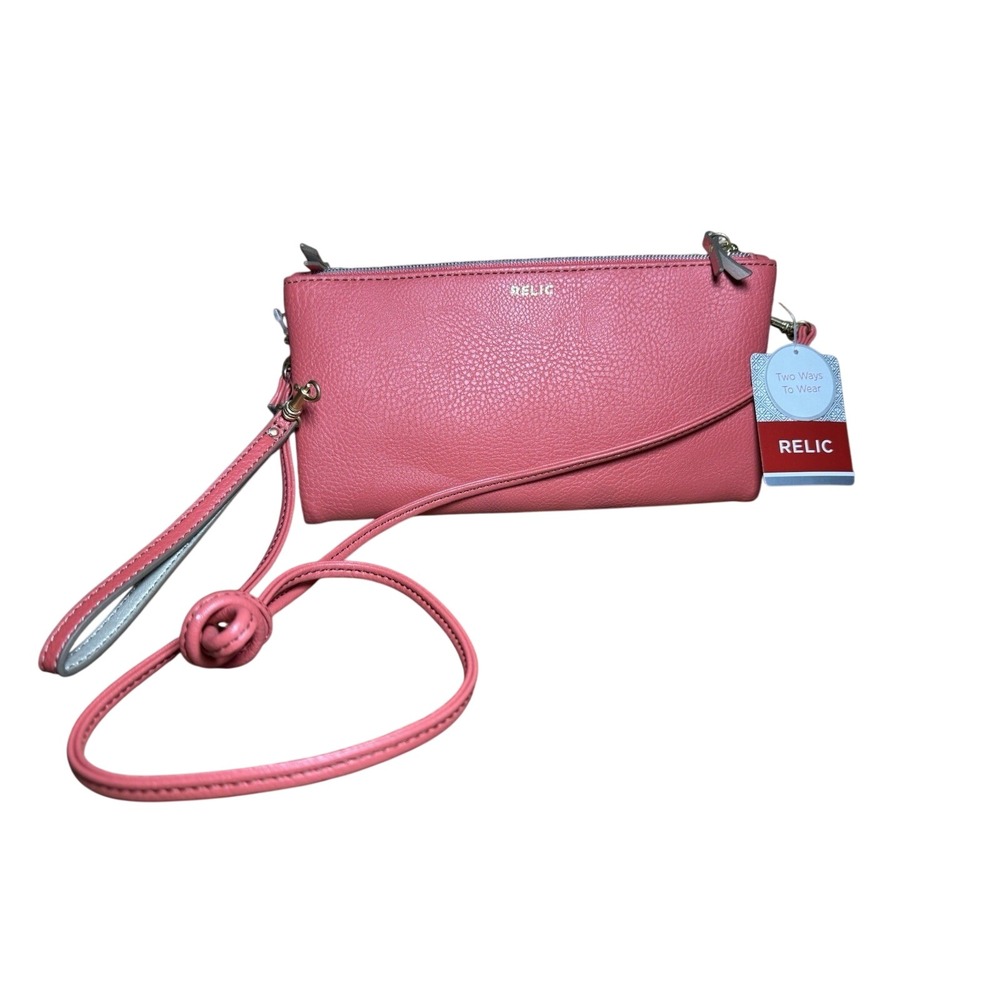 Relic Pink‎ Textured Faux Leather Crossbody Clutch Wallet Two Way Wear